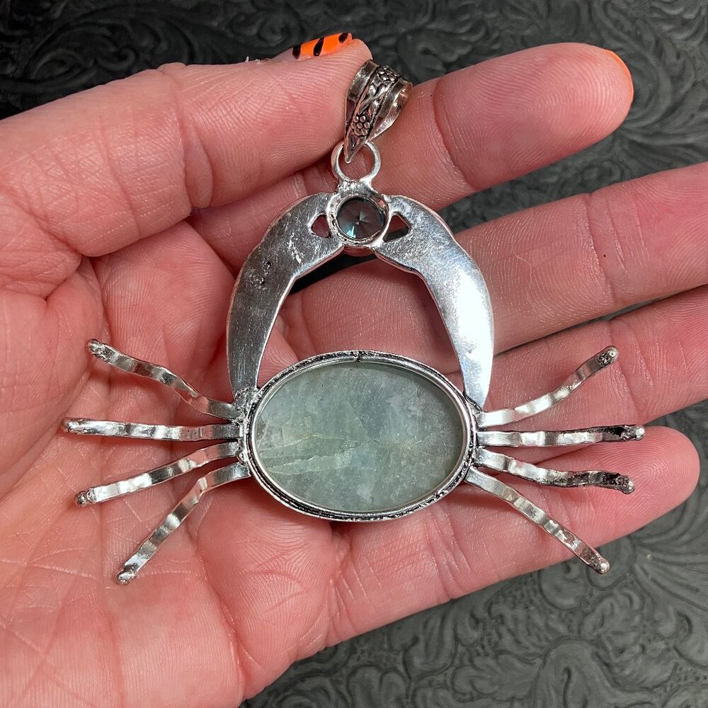 Cancer Crab Zodiac Astrology Aquamarine Pendant Stone Crystal Jewelry Ornament - Picture 5 of 6